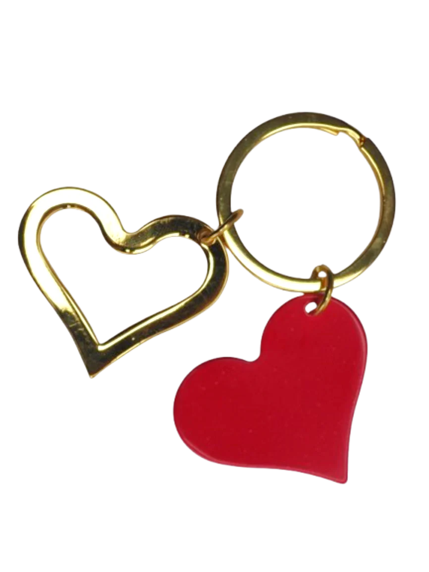 2 Piece Hearts Red & Gold Keyring - Image 2