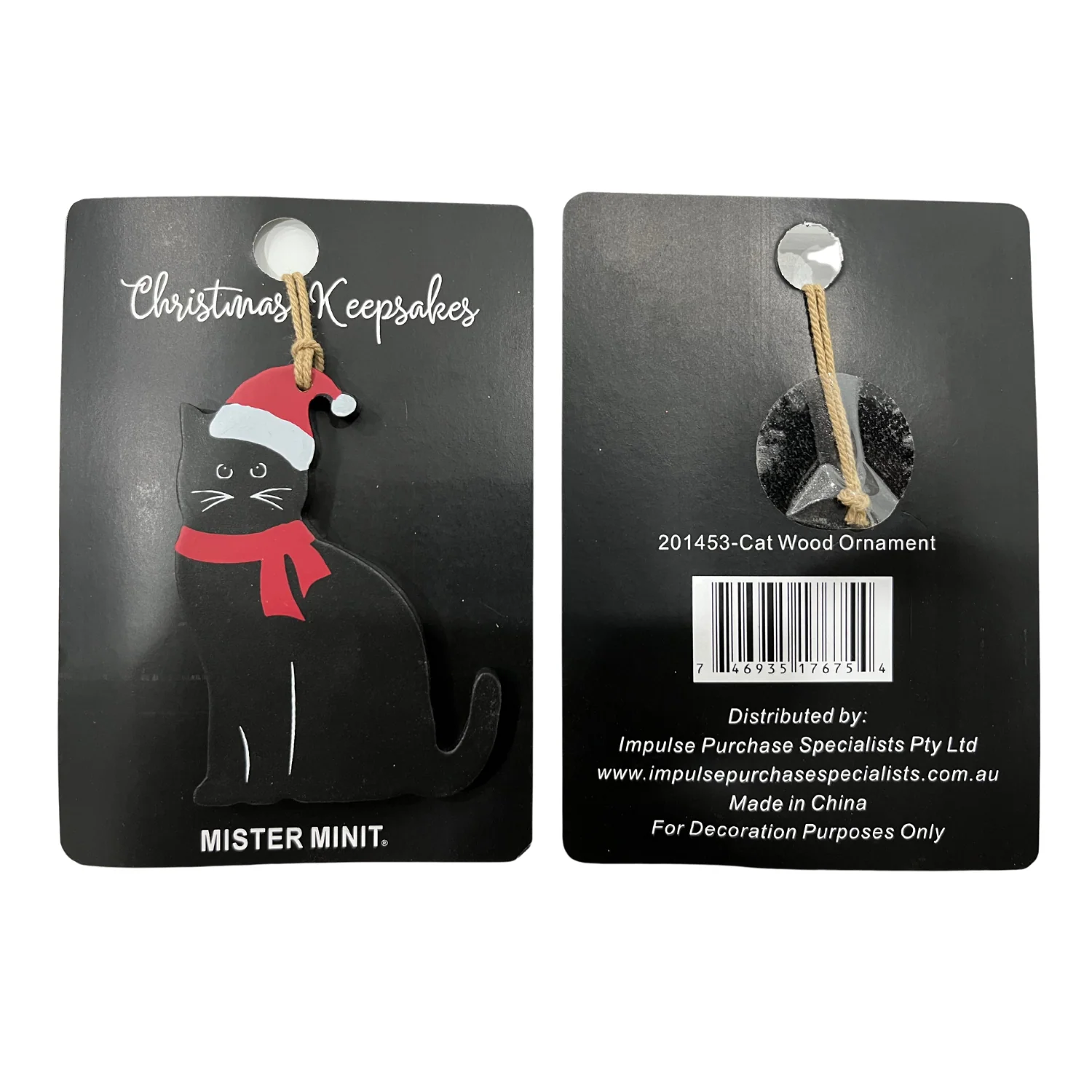 Black Cat Santa Wooden Christmas Keepsake - Image 2