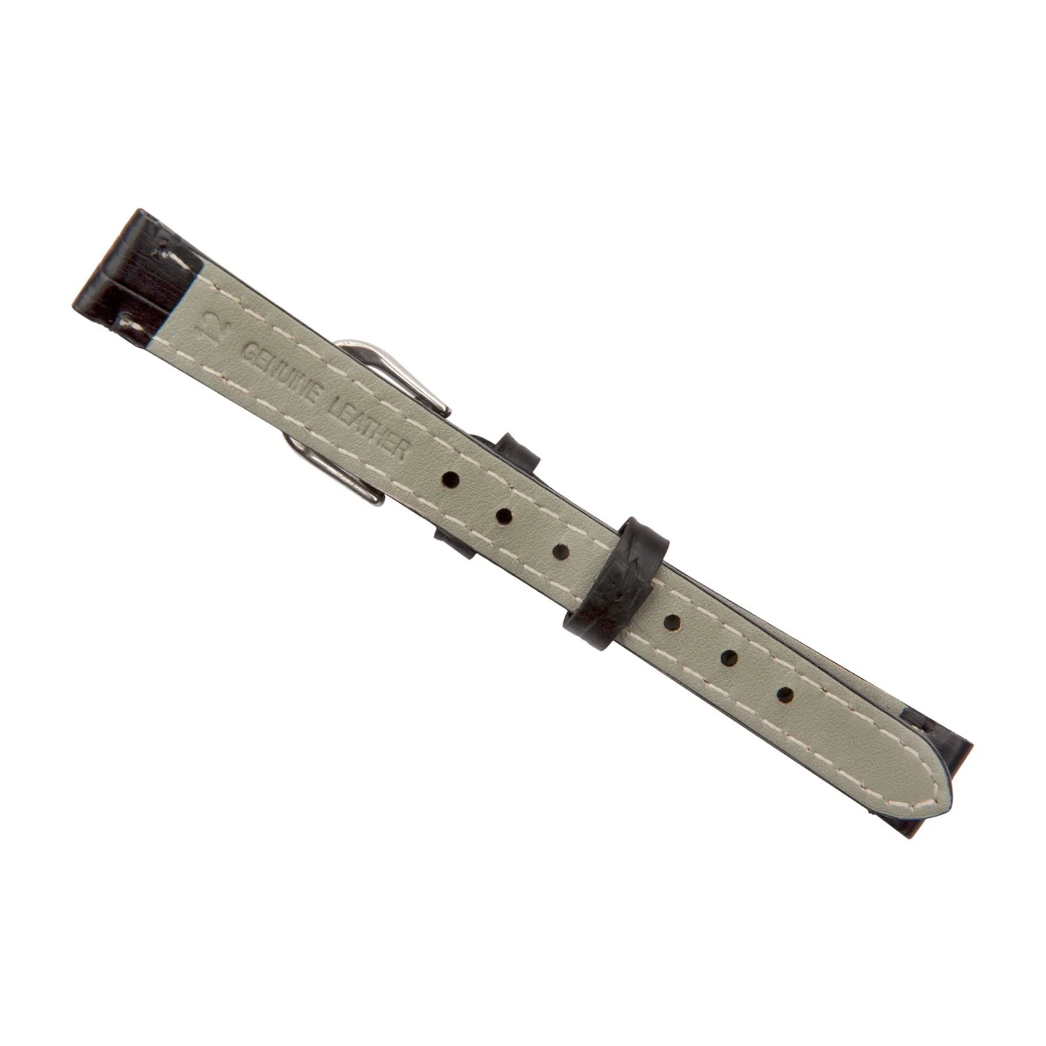 Black Luxury Crocodile Grain Leather Watch Band - Image 2