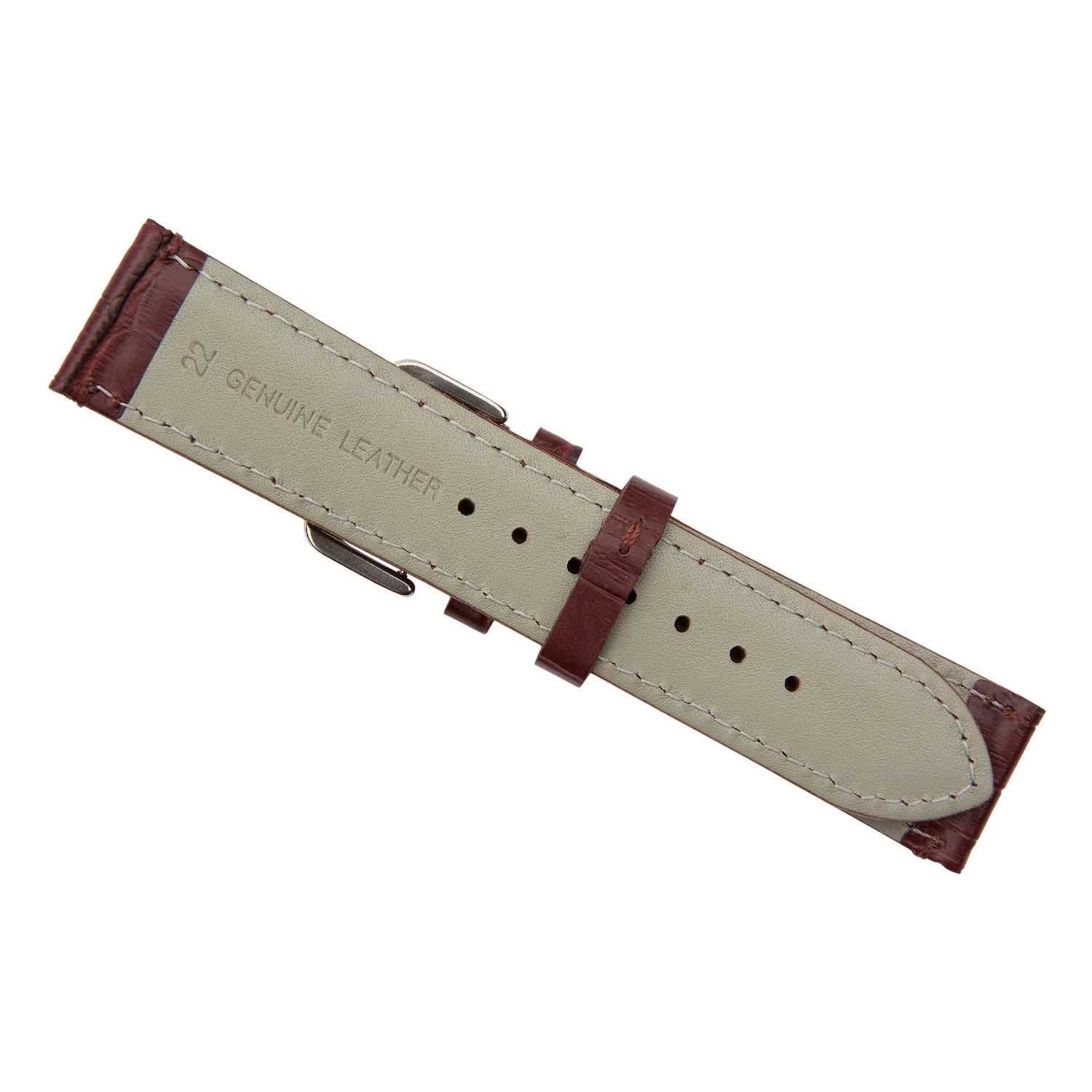 Brown Luxury Crocodile Grain Leather Watch Band - Image 5