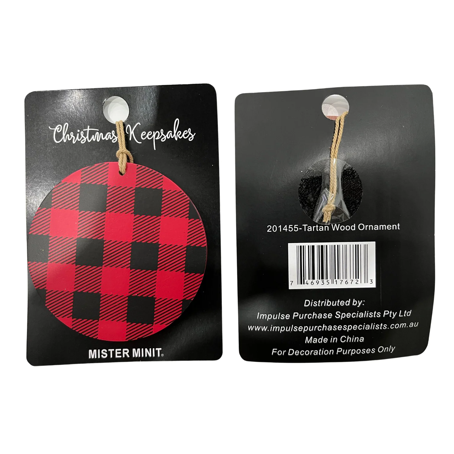 Tartan Bauble Wooden Christmas Keepsake - Image 2