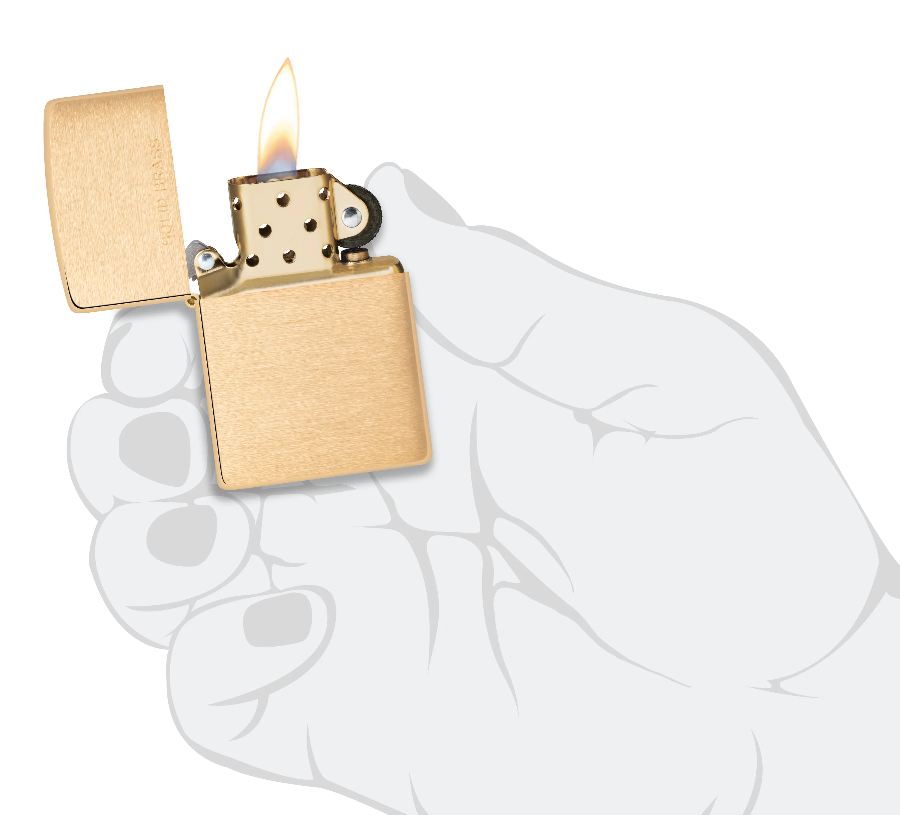 Zippo Brushed Brass Lighter - Image 4